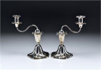 PAIR OF SHEFFIELD PLATE CANDLESTICKS