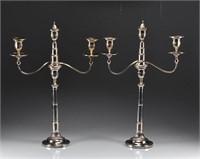 PAIR OF TELESCOPING SHEFFIELD PLATE CANDELABRAS