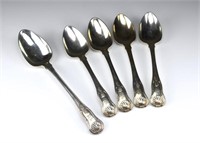 FIVE LARGE GEORGE IV IRISH SILVER SPOONS