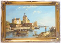 Dutch Oil on Canvas, River Scene