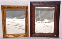 Arts & Crafts Carved Oak Bevelled Wall Mirror
