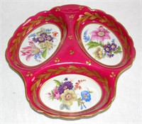 Antique Limoges Porcelain 3 Section Serving Dish