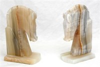A Pair of  Vintage Retro Onyx Horse Head Bookends