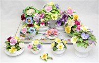 Porcelain Brocade Flower Baskets