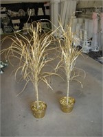2 Fake Gold Potted Plants 48"