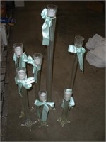 7 Assorted Eiffel Tower Glass Vases 12-32" 1 Lot