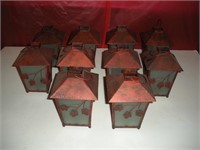 10 Metal Lantern Candle Holders 9" 1 Lot