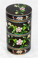 Chinese Cloisonné 3 Stacking Cylinder Trinket Box