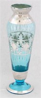 VenetianTurquoise Silver Overlay Glass Vase