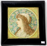 Arts/Crafts Minton's pre-Raphaelite Portrait Tile