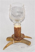 Antique Bohemian Engraved Glass "Stag" Goblet