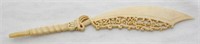 Carved and Fretted Bone Scimitar Letter Knife