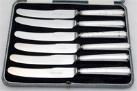 Boxed Set Art Deco Silver Handled Fruit Knives