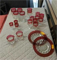 King's Crown or Thumbprint Cranberry Glassware