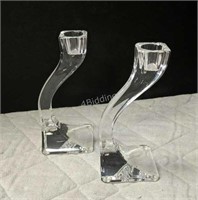 Pair of Crystal Nachtmann signed Candlesticks