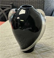 Black glass sculptured vase