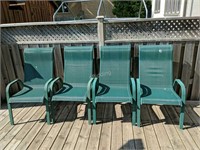Set of 4 green aluminum & mesh chairs
