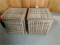 Pair of Lattice Storage Box End Tables