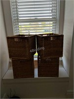 Set of 4 Wicker Collapsible Baskets