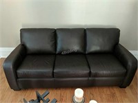 Dark Gray/Black Leatherette 3 Seat Sofa