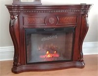 Twin Star Electric Fireplace with Wood Mantle