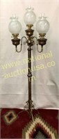Victorian 4 Light Brass Floor Lamp With Etched Ss