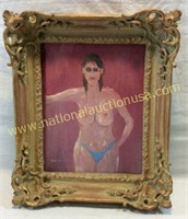 Original Oil Of Topless Lady By Tom Waugh
