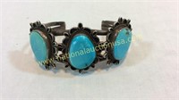 Silver And Turquoise Cuff 1950's Signed