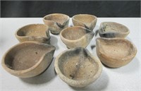 Lot of Vintage Clay Oil Lamps Or Small Crucibles