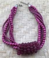 Hot Pink Twisted Bead Necklace