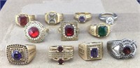 11 Rings With Various Colored Stones