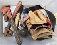 Hand Tools - Pipe Wrench - Hammer- Tool Belt