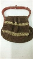 Crochet evening bag with bakolite handles