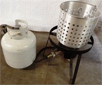 Outdoor LP Cooker Base - Tank & Strainer Basket