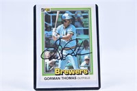 Gorman Thomas Signed Card Milwaukee Brewers