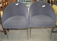 Pair Eames Style Side Chairs Wood Backs