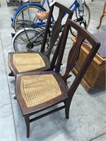 Rocker and straight chair, cane seats