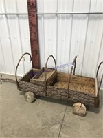 Log wagon planter w/ hoops
