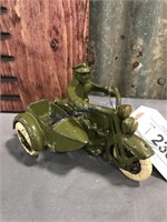 Cast iron Harley motorcycle w/ side car