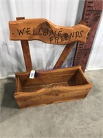 Welcome Friends wood planter