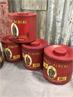 Assorted tobacco containers, plastic and tin