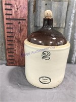 Western Stoneware 2 gallon crock jug, brown top