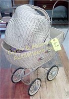 Wicker doll stroller