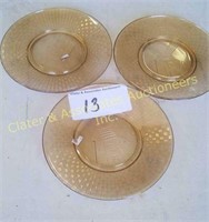 Three depression glass plates