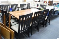 Large Dining Table w/ 2 Leafs & 10 Chairs