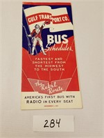 Rare Vintage Gulf Transport Bus Schedule from 1941