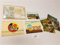 Mix of 8 Vintage Santa Fe RR Items-Post Cards,Map,