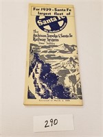 Rare Vintage 1939 Santa Fe RR Time Tables