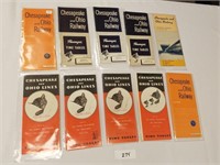Selection of 10 Vintage C&O RR Time Tables-1944 to
