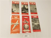 Selection of 7 Vintage TWA Time Tables-40's